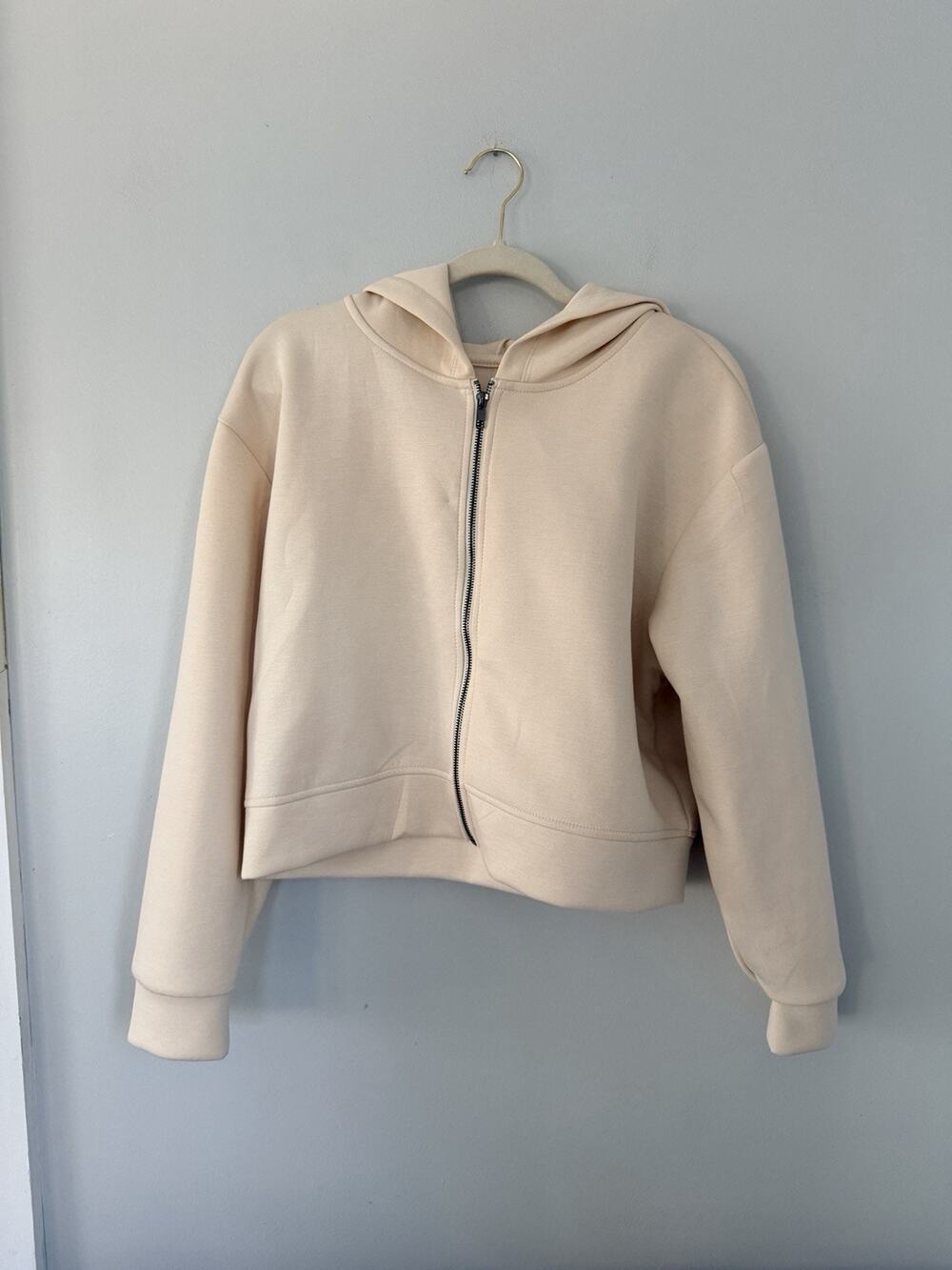 A New Day Cream Zip-Up Hoodie Hooded Sweat Jacket L